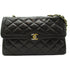 CHANEL Quilted CC GHW Chain Shoulder Bag Lambskin Black Used