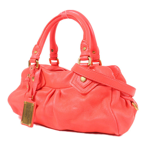 MARC JACOBS GHW 2 Way Shoulder Bag Calfskin Leather Fluorescent Pink