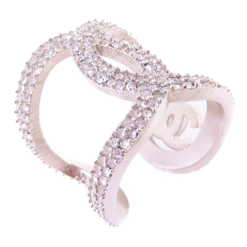 CHANEL CC Ring Precept US#6 Metal Rhinestones