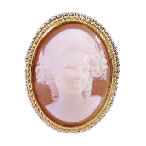 FINE JEWELRY Shell Cameo Ring US#6.75 18K Yellow Gold PT900 Platinum