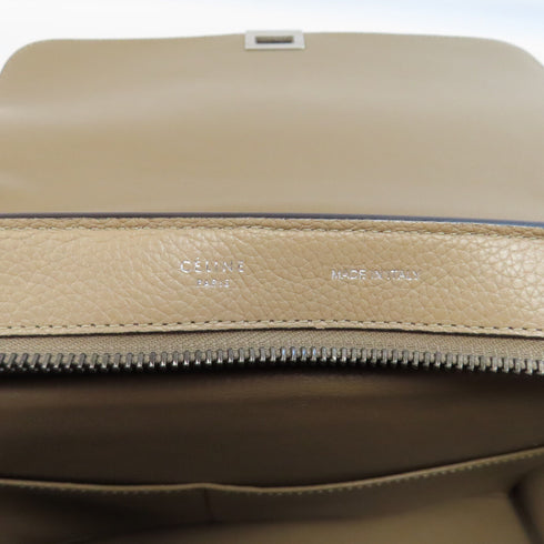CELINE SHW Trapeze 2Way Shoulder Hand Bag Calfskin Leather Beige