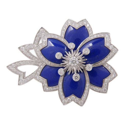 Van Cleef & Arpels Hellebore Ring RP7EO51 18K White Gold Blue