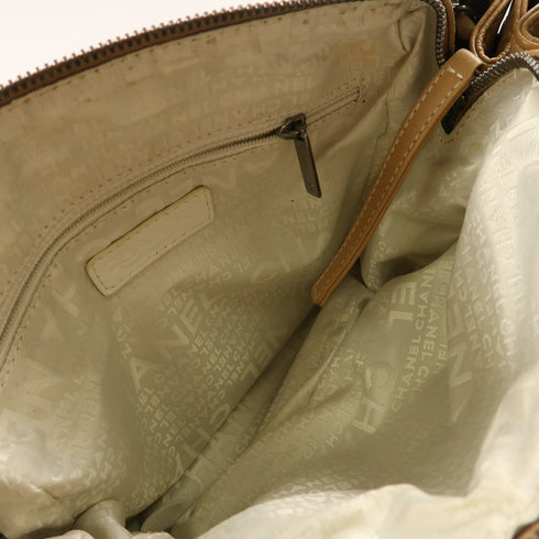 CHANEL CC SHW Chain Shoulder Bag Lambskin Leather Light Brown