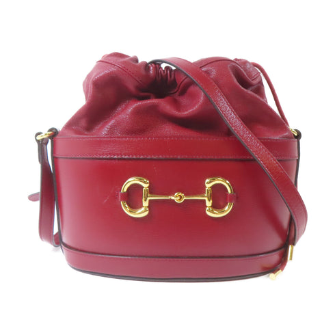 GUCCI GHW Hoursebit 1955 Shoulder Bag 602118 Calfskin Leather Red