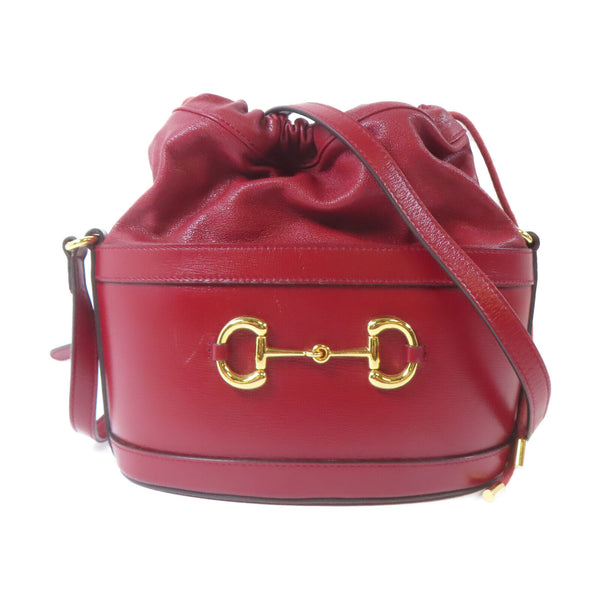 GUCCI GHW Hoursebit 1955 Shoulder Bag 602118 Calfskin Leather Red