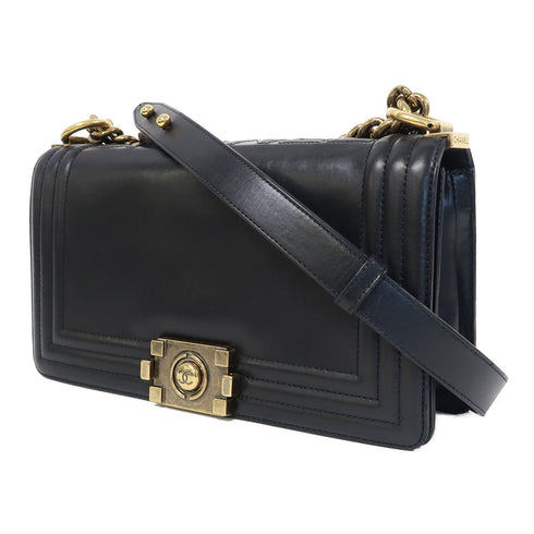 CHANEL Quilted CC GHW Chain Shoulder Bag Calfskin Leather Black v7