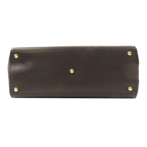 FENDI GHW 2 Way Shoulder Bag Calfskin Leather Black