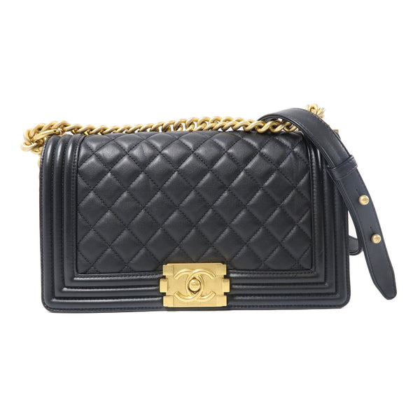 CHANEL Quilted CC GHW Chain Shoulder Bag A67086 Lambskin Leather Black