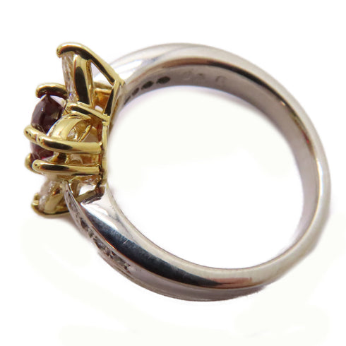 FINE JEWELRY 0.63ct Ruby 0.80ct Diamond Ring 18K White Gold PT900 Platinum US#6