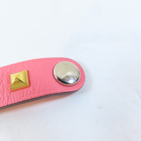 HERMES Rivale Glove Clip Swift Leather Metal Pink Silver Gold