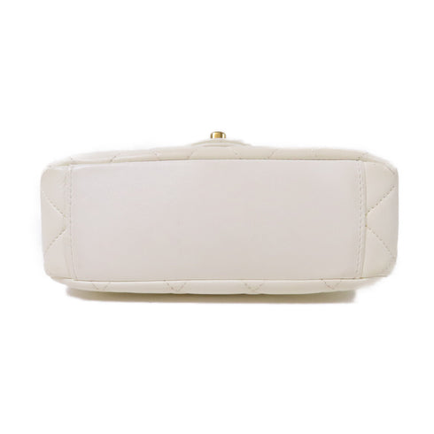 CHANEL Quilted CC GHW Mini Flap Chain Shoulder Bag AS3109 Lambskin Leather White