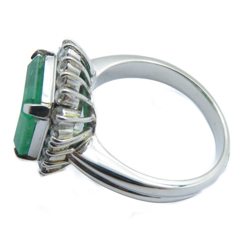 FINE JEWELRY 5.44ct Emerald 0.68ct Diamond Ring US#9 PT900 Platinum