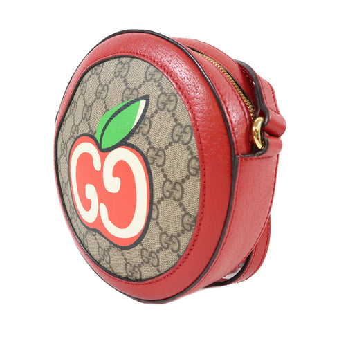 GUCCI GG GHW Shoulder Crossbody Bag 625216 PVC Coated Canvas Brown Red