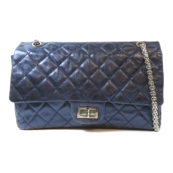 CHANEL Quilted CC SHW 2.55 Chain Shoulder Handbag Calfskin Leather Blue