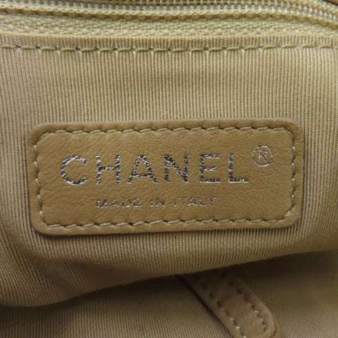 CHANEL Quilted CC SHW Shoulder Bag A50281 Calfskin Leather Cream Color