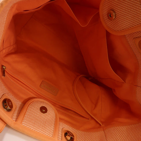 CHANEL CC GHW Deauville 2 Way Shoulder Tote Bag Canvas