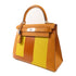 HERMES PHW Kelly 28 2 Way Bag Clemence Leather Brown/Yellow