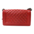 CHANEL Quilted CC Boy 25cm Chain Shoulder Bag Calfskin Leather Red