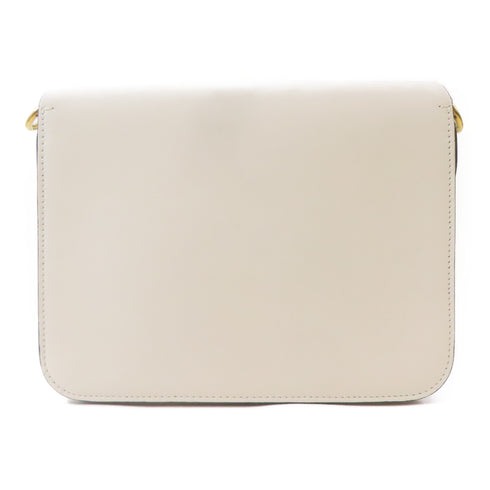 BURBERRY GHW Shoulder Bag Calfskin Leather White