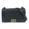 CHANEL Quilted CC SHW Chanel Boy 25CM Shoulder Handbag Calfskin Leather Black