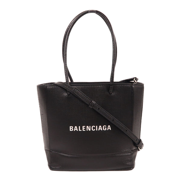 BALENCIAGA SHW 2 Way Shoulder Bag Calfskin Leather Black