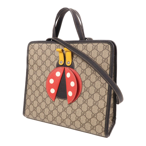 GUCCI GG SHW 2 Way Shoulder Bag Coated Canvas Brown