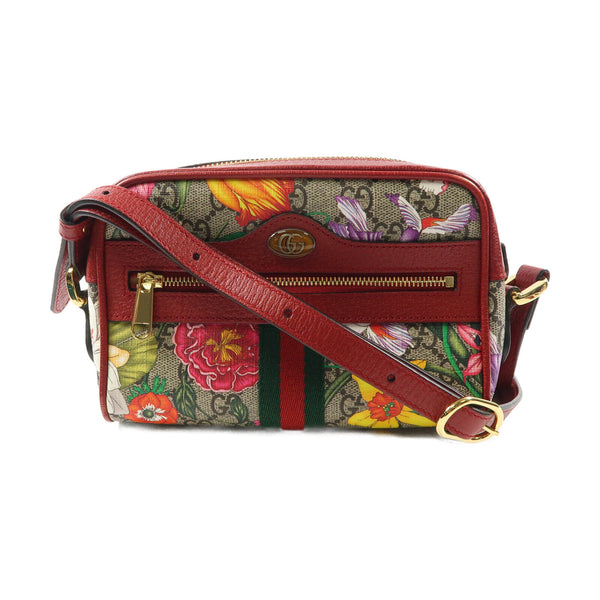 GUCCI GHW GG Superme Mini Shoulder Bag PVC Coated Canvas 517350 Red/Multicolor