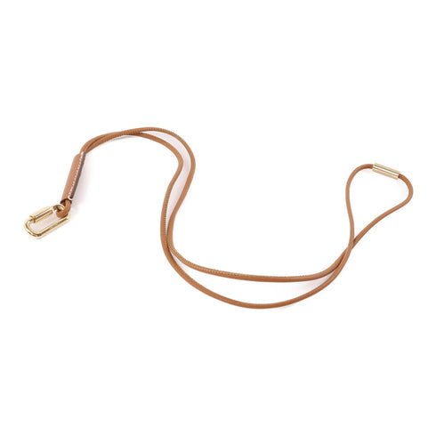 HERMES Curiosite Mousqueton Necklace Veau Swift Leather Gold Brown