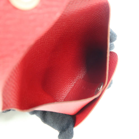 HERMES PHW Coin Case Calfskin Leather Red