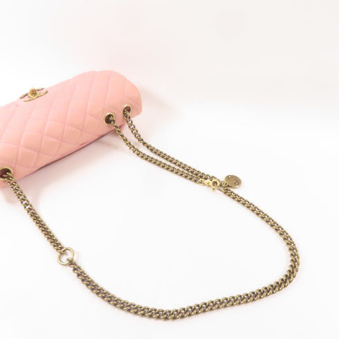 Chanel CC Chain Shoulder Bag Lambskin Leather Pink
