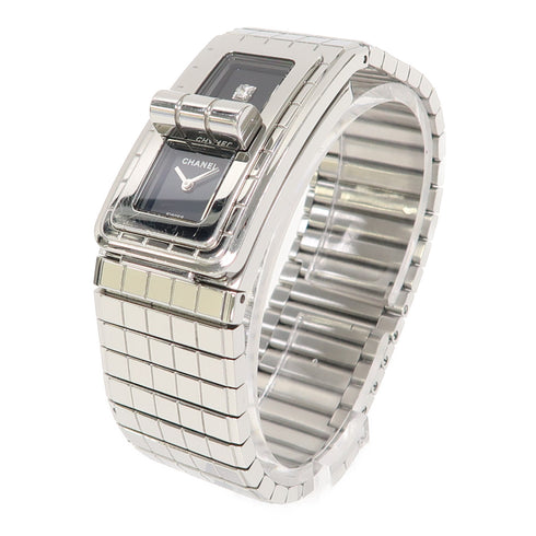 CHANEL CC Code Coco Quartz Watch H5144 Stainless Steel Black