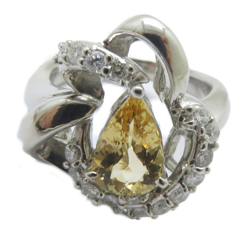 FINE JEWELRY 1.29ct Imperial Topaz 0.41ct Diamond Ring PT900 Platinum US#5.5