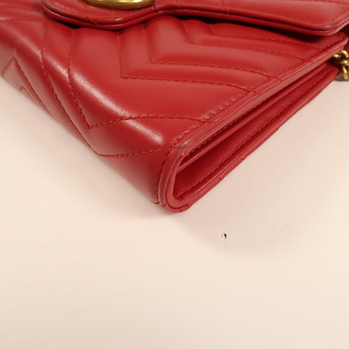 GUCCI GHW GG Marmont Chain Shoulder Bag Calfskin Leather