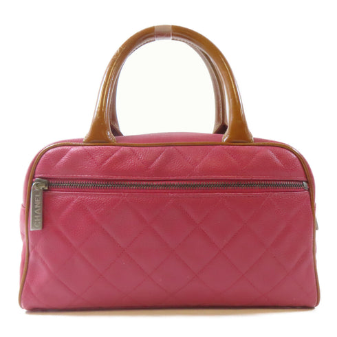 CHANEL Quilted CC Mini Boston Handbag 15685 Caviar Leather Red