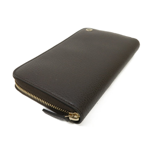 GUCCI GG GHW Long Wallet 49347 Calfskin Leather Brown