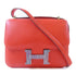 HERMES PHW Mini Constance Shoulder Crossbody Evercolor Leather Capucine Orange