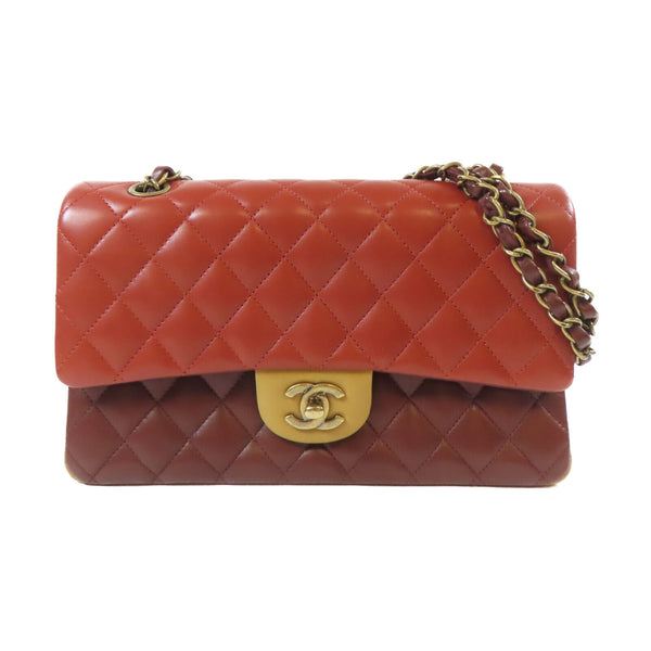 CHANEL Quilted CC GHW Classic 25cm Chain Shoulder Bag Lambskin Leather Red