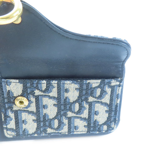 Christian Dior CD GHW Phone Case Canvas Calfskin Leather Blue Black