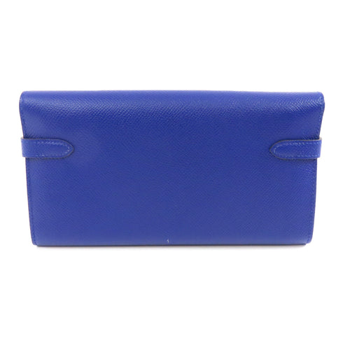 HERMES PHW Kelly Wallet Long Wallet Epsom Leather Bleu Electrique/Blue