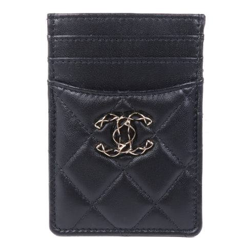 CHANEL CC GHW Card Case Lambskin Leather Black