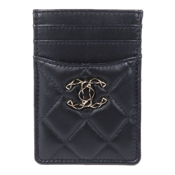 CHANEL CC GHW Card Case Lambskin Leather Black