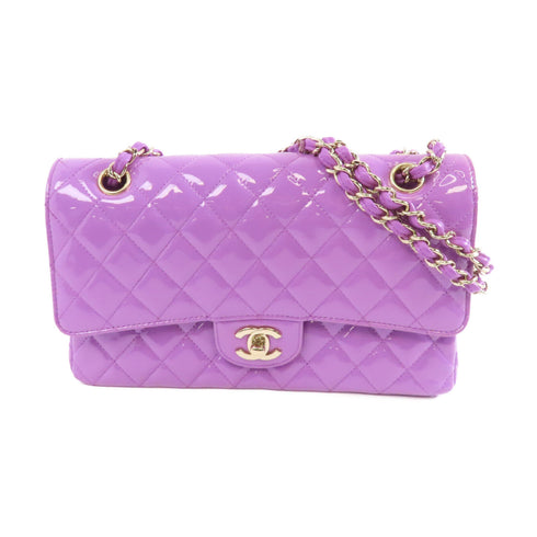CHANEL Quilted CC GHW Classic Chain Shoulder Bag Patent Leather Purple