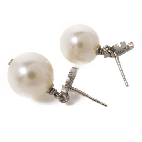 CHANEL CC Earrings Accessories PVC Metal Silver Transparent