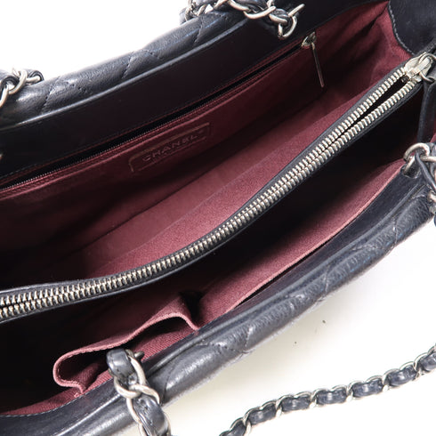 CHANEL Quilted CC SHW Chain Shoulder Bag Calfskin Leather Black v3