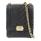 CHANEL Herringbone CC GHW Boy Chain Shoulder Bag Lambskin Leather Black