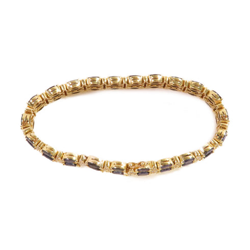 FINE JEWELRY 7.00ct Sapphire 1.60ct Diamond Bracelet 18K Yellow Gold Blue