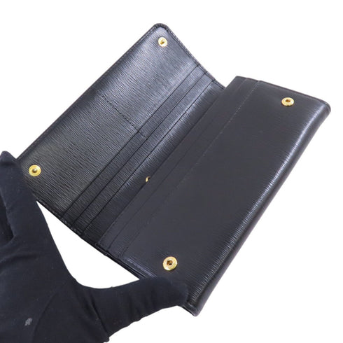 PRADA GHW W Hook Long Wallet Calfskin Leather