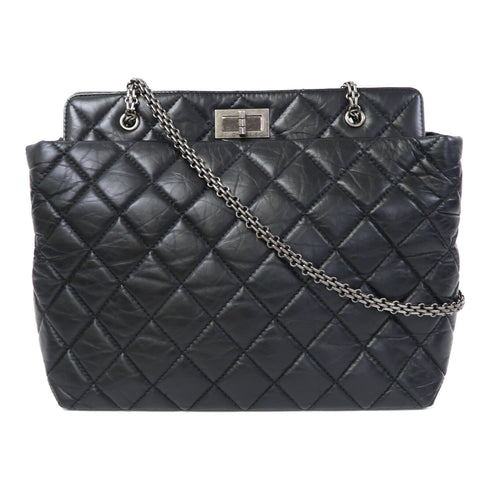 CHANEL Quilted CC SHW Chain Shoulder Bag Lambskin Leather Black