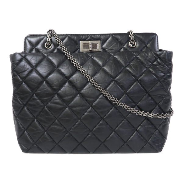 CHANEL Quilted CC SHW Chain Shoulder Bag Lambskin Leather Black