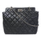 CHANEL Quilted CC SHW Chain Shoulder Bag Lambskin Leather Black